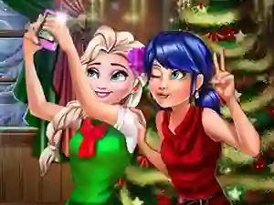 Cluiche Ladybug And Elsa Xmas Selfie ar líne