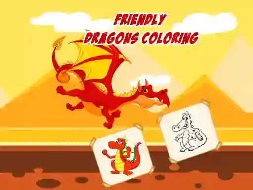 Cluiche Friendly Dragons Coloring ar líne