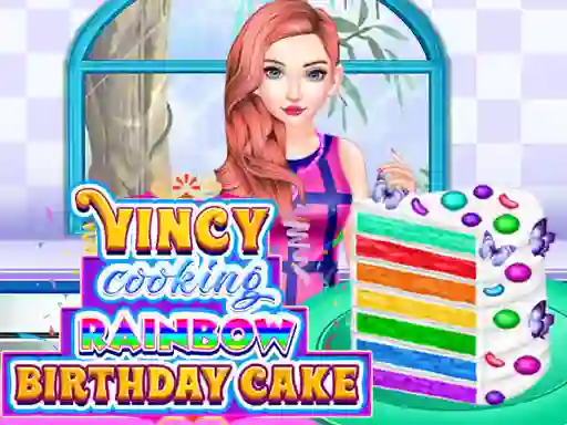 Cluiche Vincy Cooking Rainbow Birthday Cake ar líne
