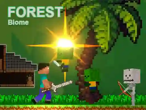 Cluiche Noob vs Zombies - Forest biome ar líne