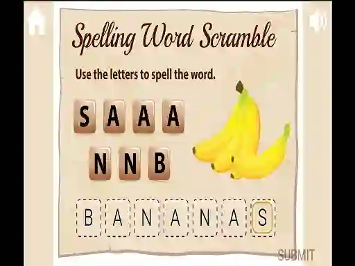 Cluiche Spelling Word Scramble ar líne