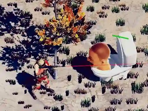 Cluiche TopDown Skibidi Toilet Shooting ar líne