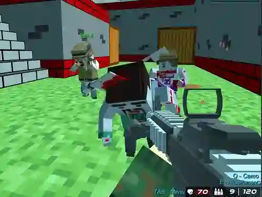 Cluiche Shooting Zombie Blocky Gun Warfare ar líne