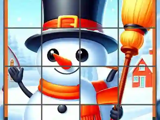 Cluiche Happy Snowman Puzzle ar líne