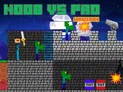 Cluiche Noob vs Pro Armageddon ar líne