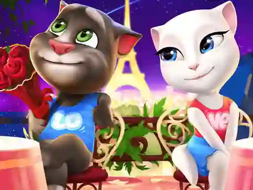 Cluiche Talking Tom and Angela Coloring ar líne