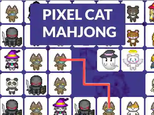 Cluiche Pixel cat mahjong ar líne