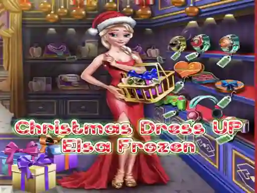 Cluiche Elsa Frozen Christmas Dress up ar líne