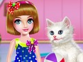 Cluiche Kitty: cúram agus gearradh gruaige  ar líne