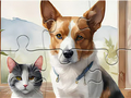 Cluiche Puzal Jigsaw: Madra agus Cat a Phéinteáil Ola  ar líne