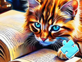 Cluiche Puzal Jigsaw: Cat ag léamh  ar líne