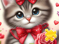 Cluiche Puzal Jigsaw: Rose Cat  ar líne