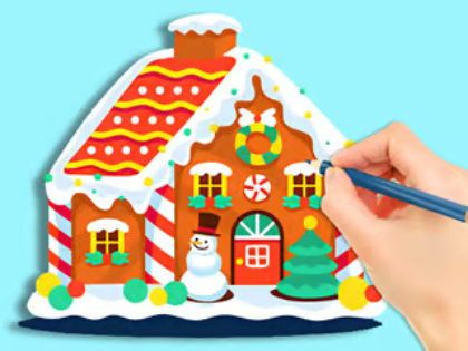 Cluiche Leabhar Dathúcháin: Gingerbread Hut  ar líne