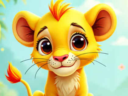 Cluiche Puzal Jigsaw: leanbh simba  ar líne