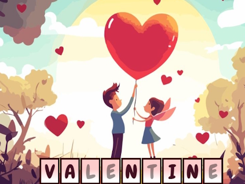 Cluiche Alfawords i bhfolach Valentine  ar líne