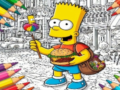 Cluiche Ar ais ar scoil leabhar dathúcháin Simpsons  ar líne
