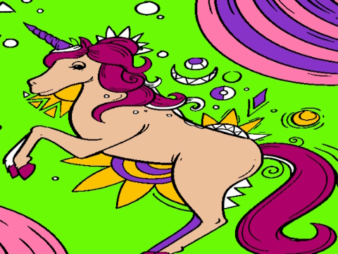 Cluiche Leathanaigh dathúcháin unicorn draíochta  ar líne