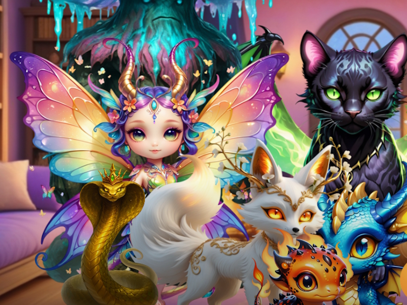 Cluiche Enchantors mistéireach Enchanted Bestiary ar líne