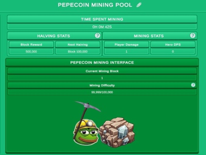 Cluiche Insamhlóir díomhaoin Miner Pepecoin ar líne