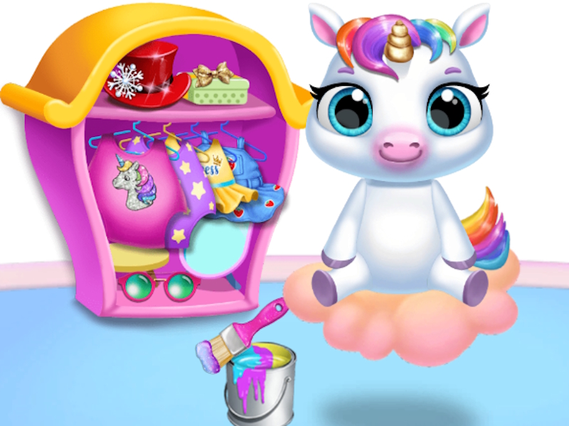 Cluiche Mo leanbh unicorn - cúram capaillíní 2 ar líne