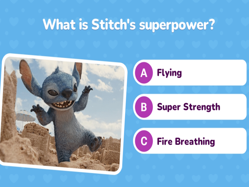 Cluiche Dúshlán Tráth na gCeist Lilo & Stitch ar líne